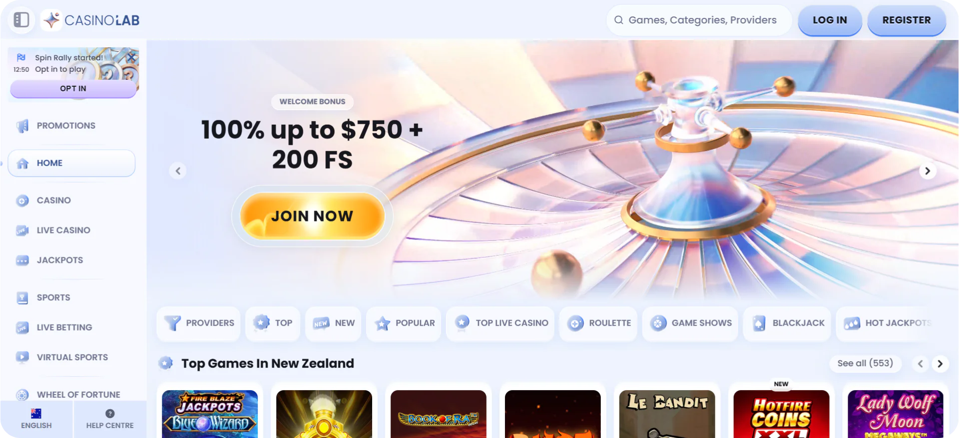 Casinolab Casino main page