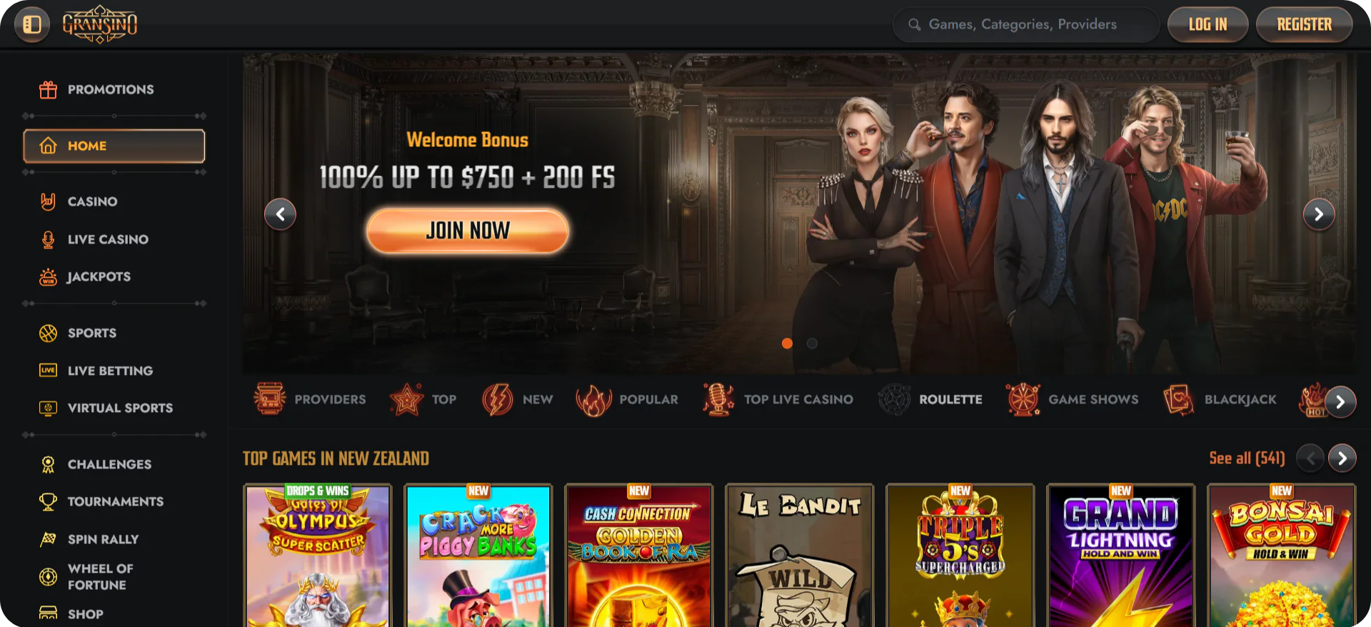 Gransino Casino main page