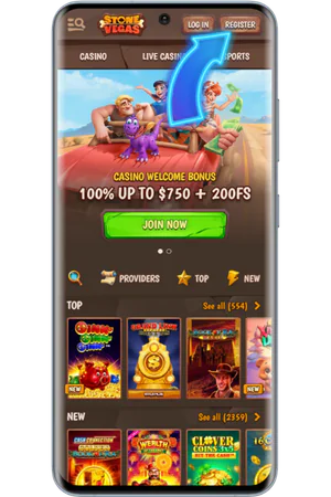 StoneVegas Casino registration button homepage