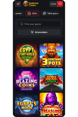 Syndicate Casino game section