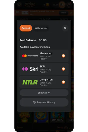 Gransino Casino deposit interface