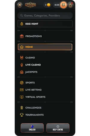 Gransino Casino navigation menu