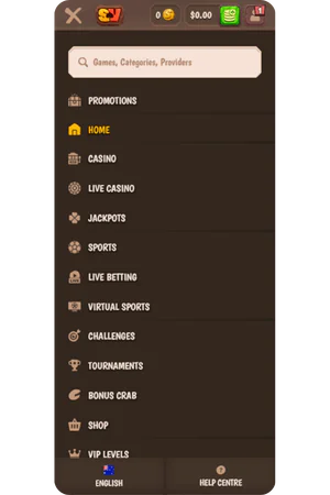 StoneVegas Casino navigation menu